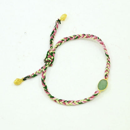 Hand-Woven Braided Bracelet - Green Aventurine