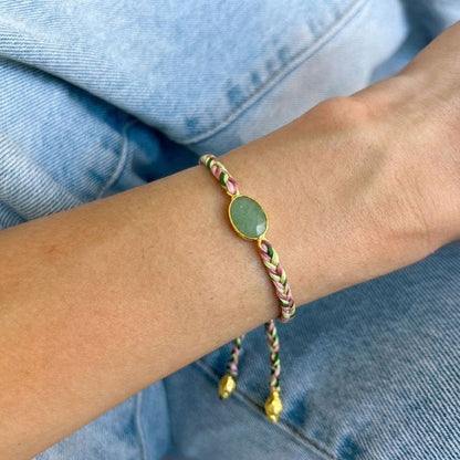 Hand-Woven Braided Bracelet - Green Aventurine