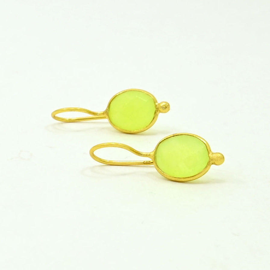 OVAL GEMSTONE EARRING