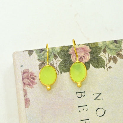 OVAL GEMSTONE EARRING