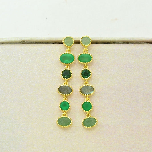 Emerald Green Tourmaline Earring gold plated