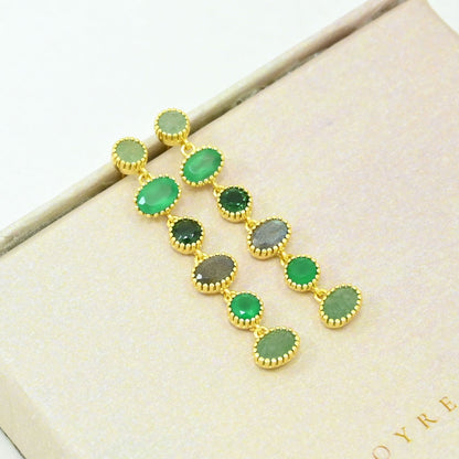 Emerald Green Tourmaline Earring gold plated