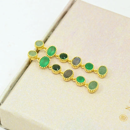 Emerald Green Tourmaline Earring gold plated