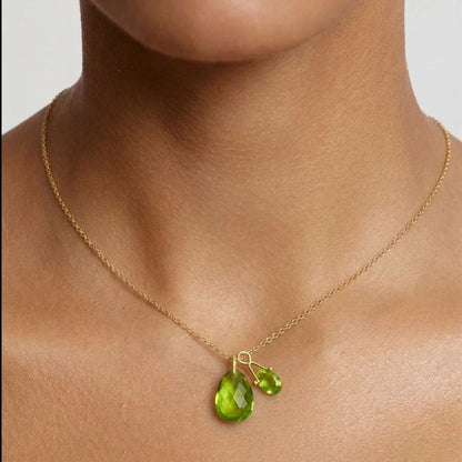 Gold plated Silver 925 necklace with green Peridot gemstone