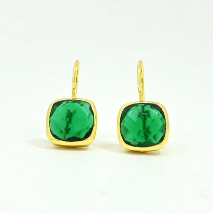 green tourmaline earring gold plated