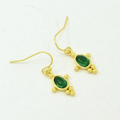 Green Tourmaline boho earrings gold plated