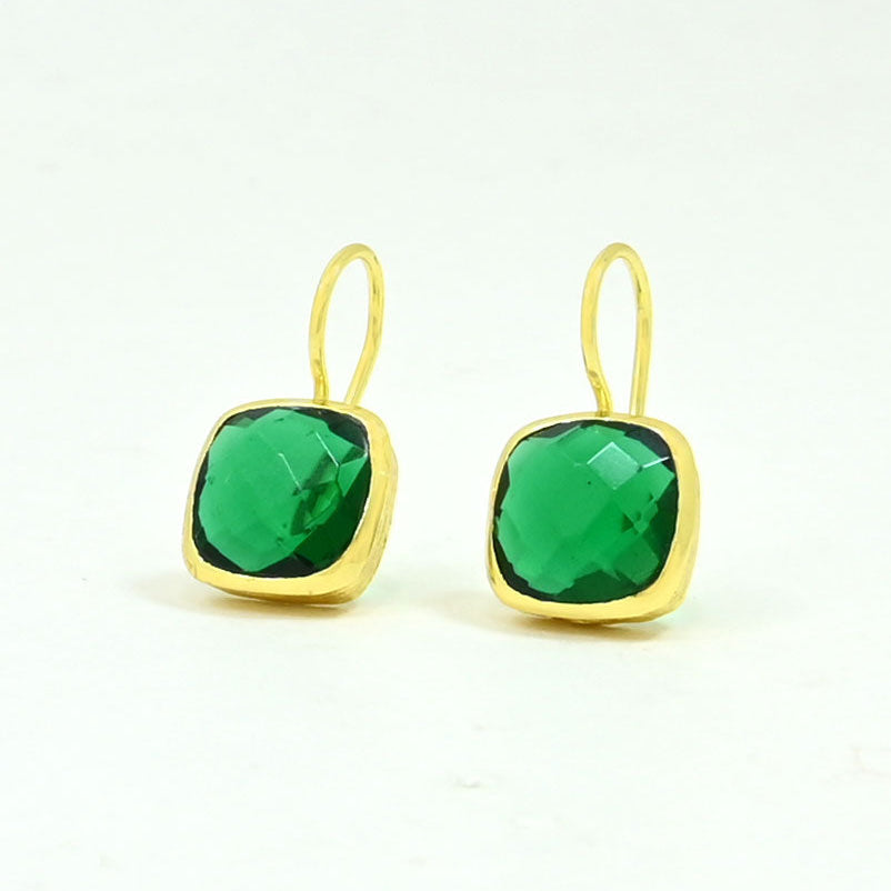 green tourmaline earring gold plated
