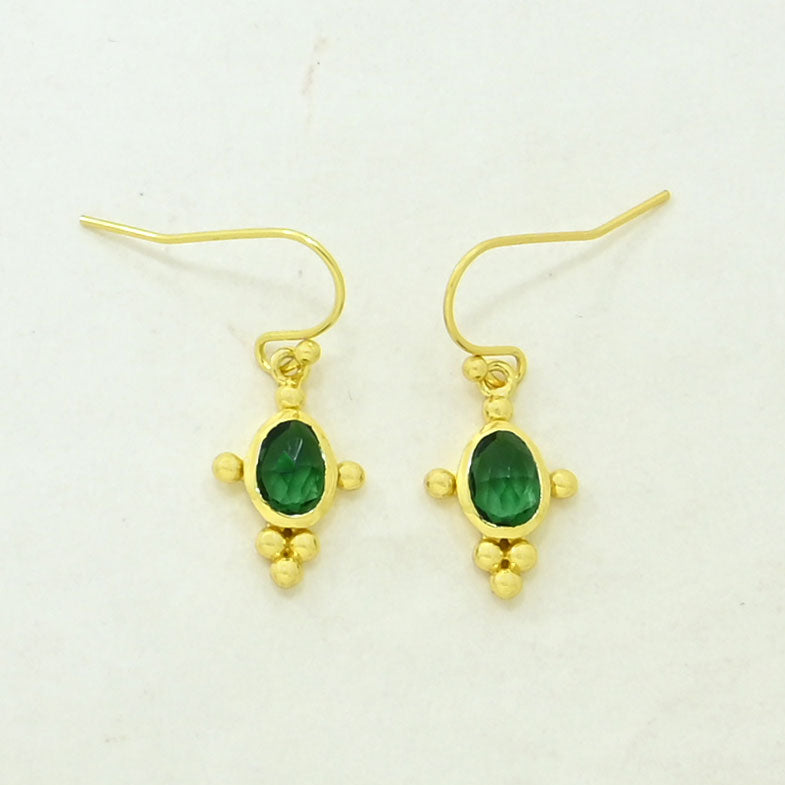 Green Tourmaline boho earrings gold plated