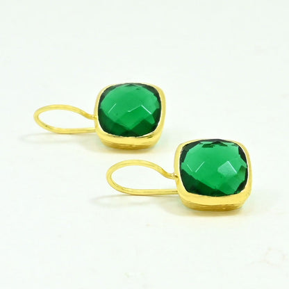 green tourmaline earring gold plated