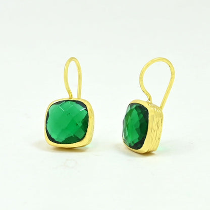 green tourmaline earring gold plated