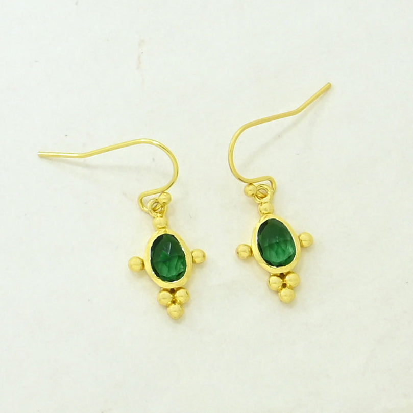 Green Tourmaline boho earrings gold plated
