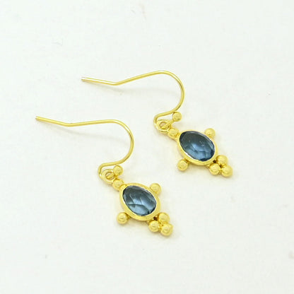 London blue topaz boho earring gold plated