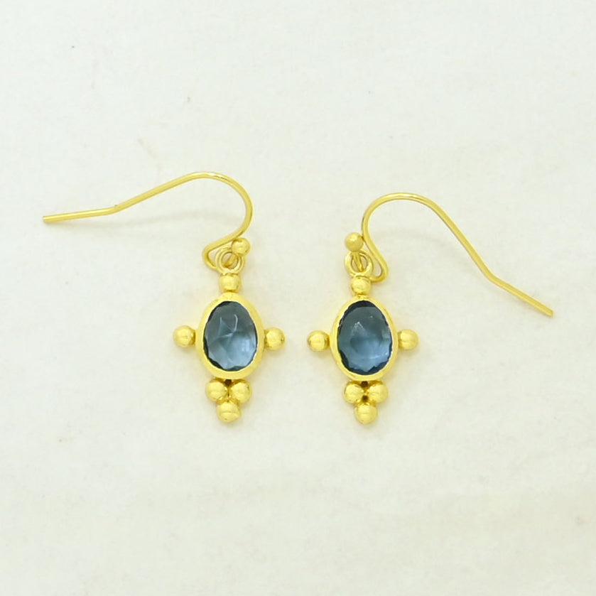 London blue topaz boho earring gold plated