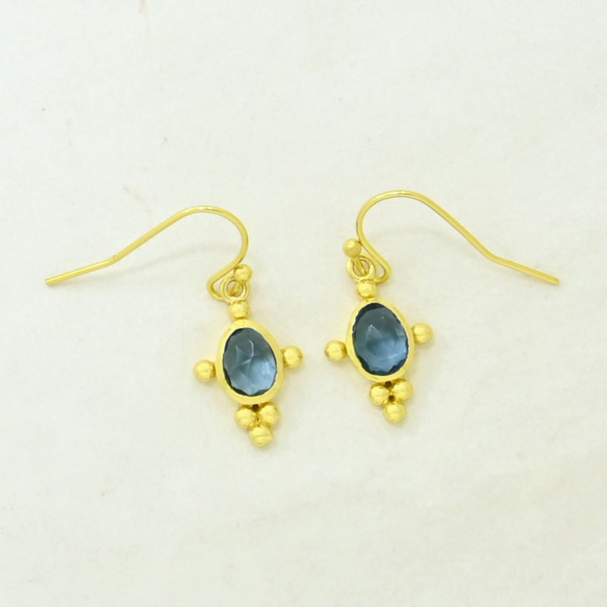London blue topaz boho earring gold plated