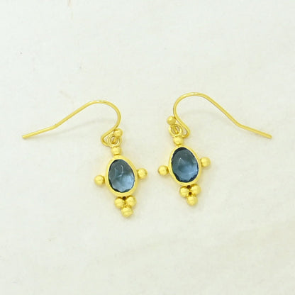 London blue topaz boho earring gold plated