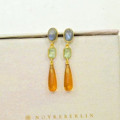 ARJOI EARRING - LABRADORITE & CITRINE
