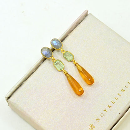 ARJOI EARRING - LABRADORITE & CITRINE