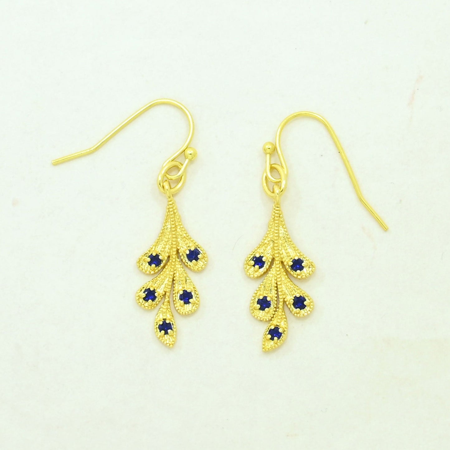 Blue sapphire boho earring gold plated