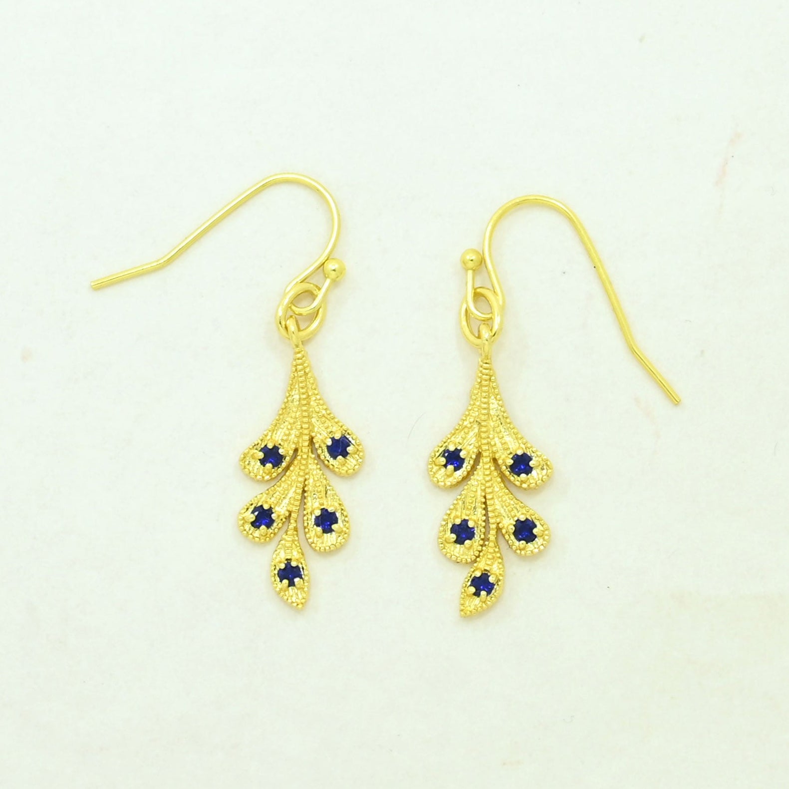 Blue sapphire boho earring gold plated