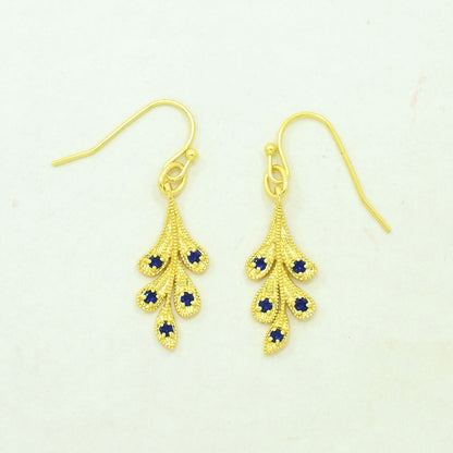 Blue sapphire boho earring gold plated