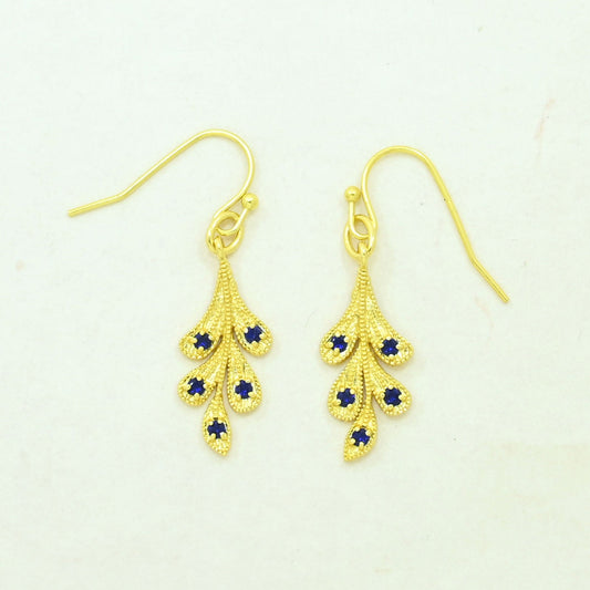 Blue sapphire boho earring gold plated