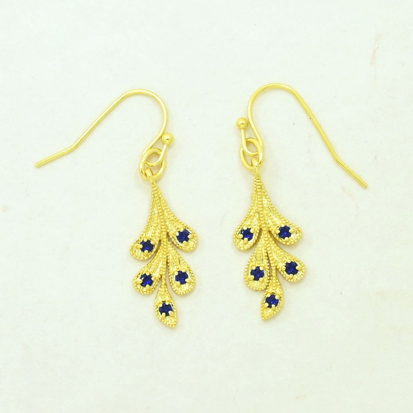 Blue sapphire boho earring gold plated