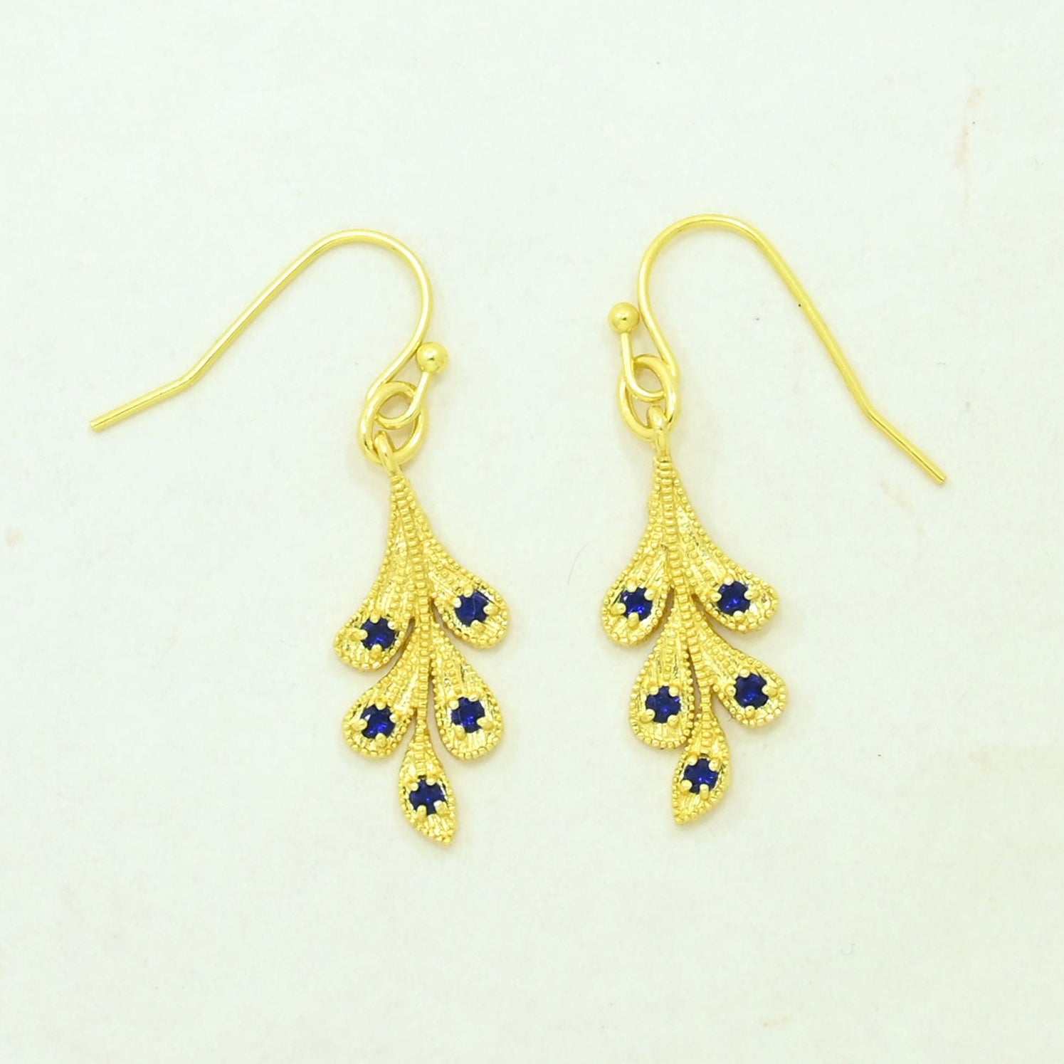 Blue sapphire boho earring gold plated