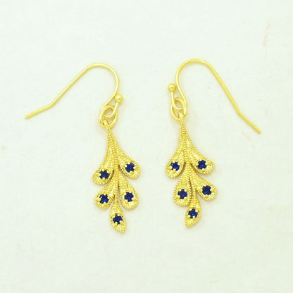 Blue sapphire boho earring gold plated