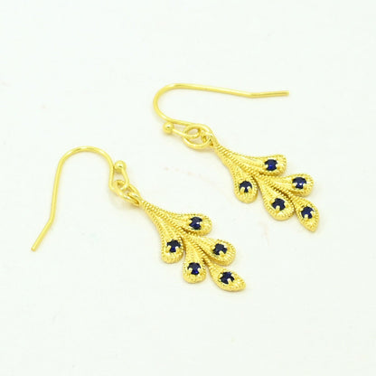 Blue sapphire boho earring gold plated
