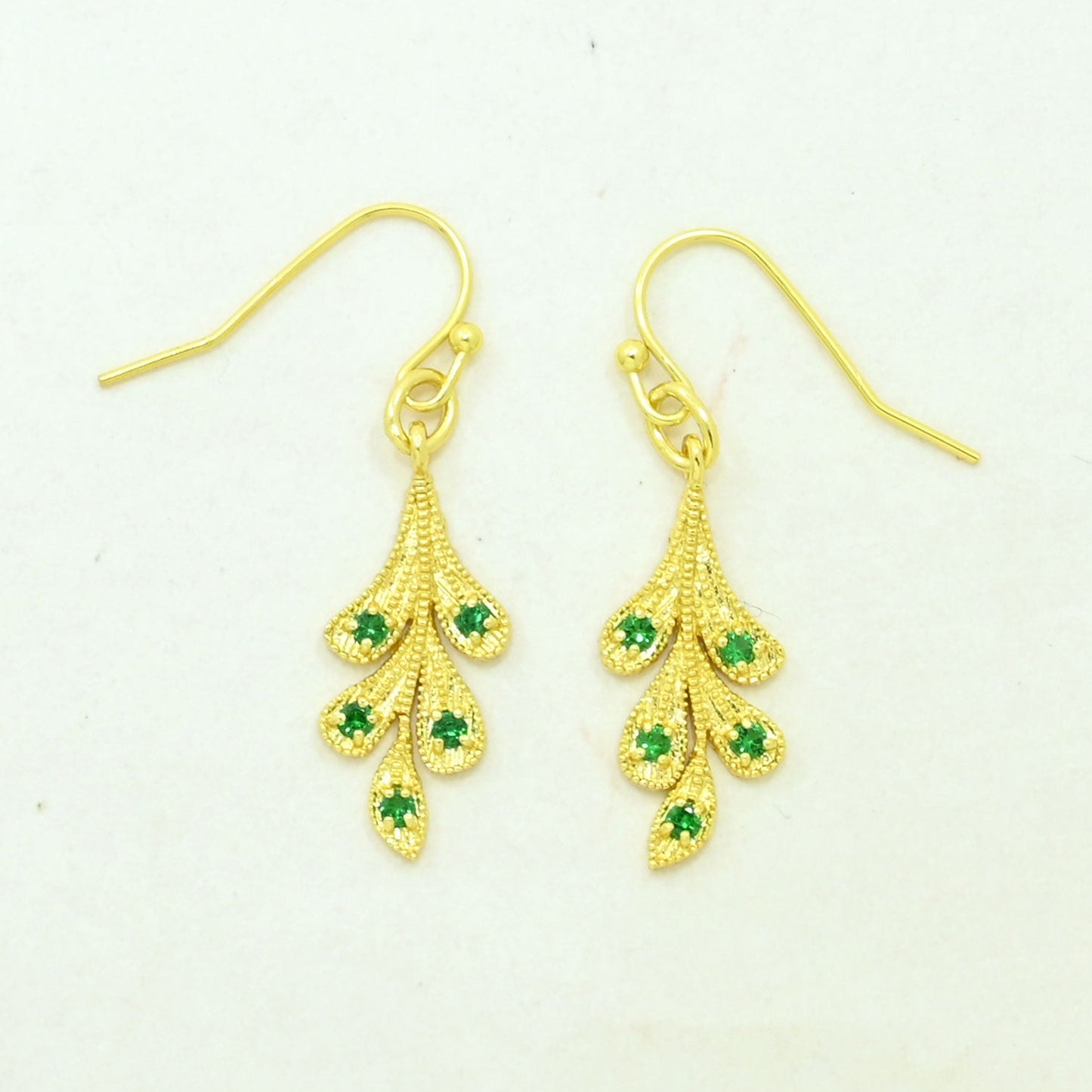 emerald earring gold plated
