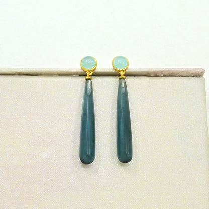Aquamarine & London Blue Topaz Earring gold plated silver 925