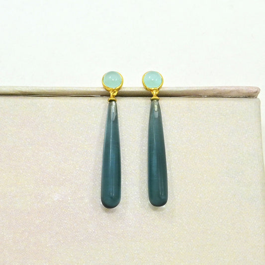 Aquamarine & London Blue Topaz Earring gold plated silver 925