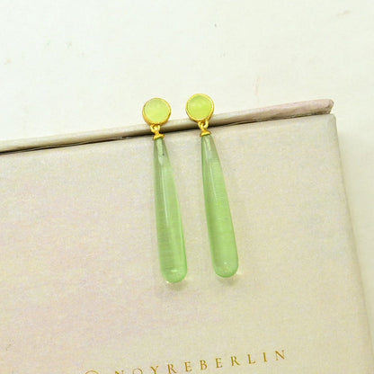 Green Prasiolite & Jade Earrings 