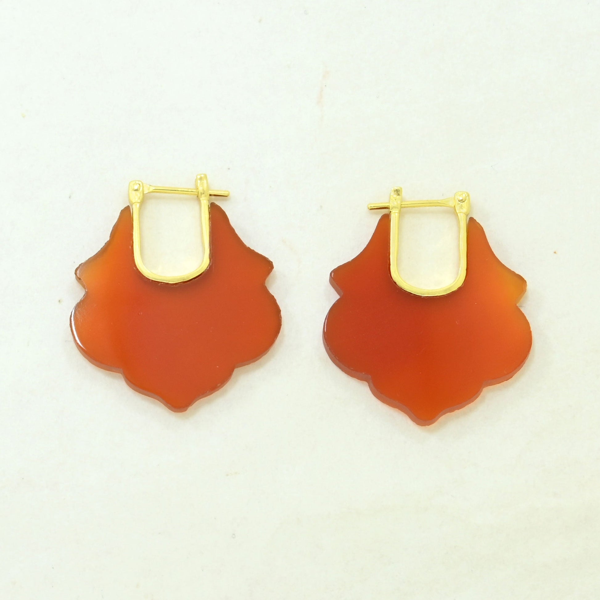 orange carnelian lotus earring gold plated