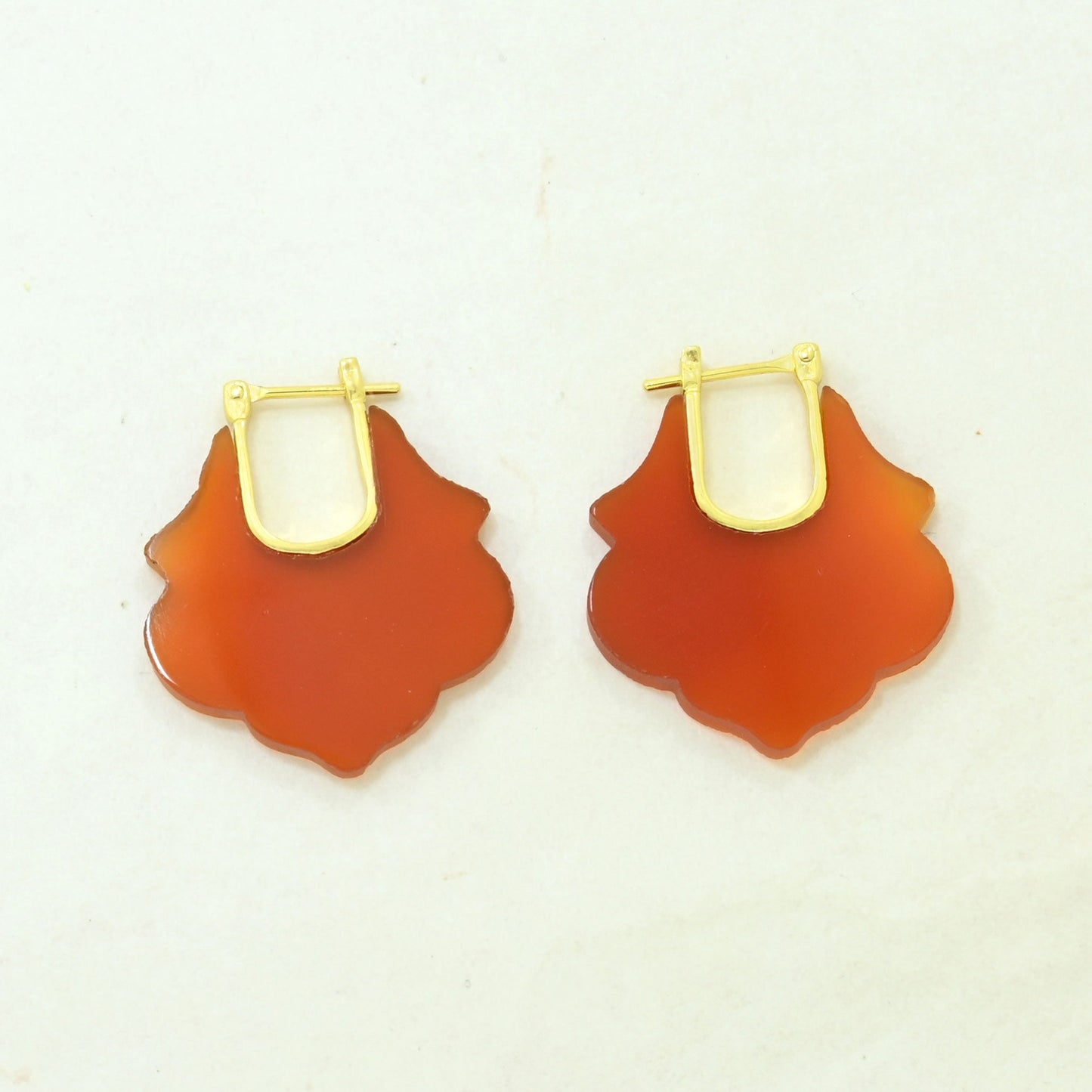 orange carnelian lotus earring gold plated