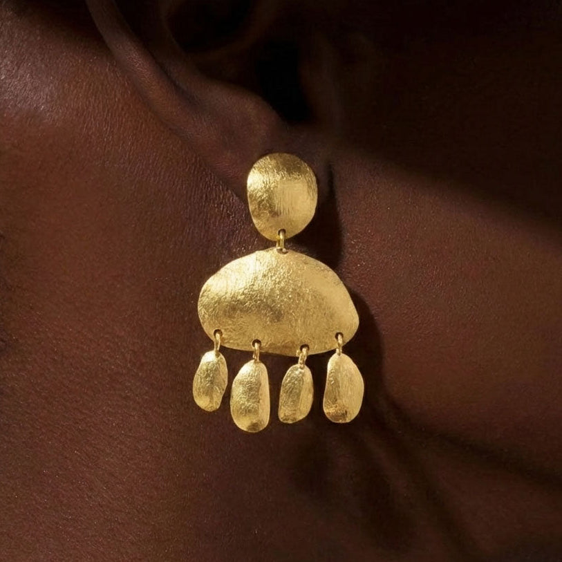 boho chic earrings gold plated