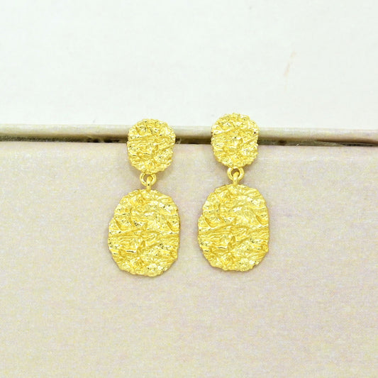 boho hammered earring gold plated
