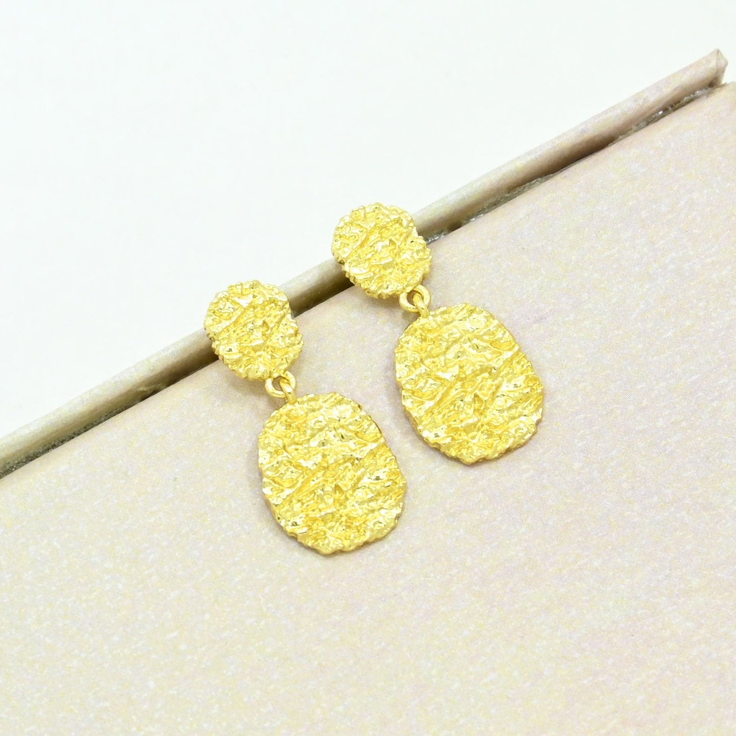 boho hammered earring gold plated