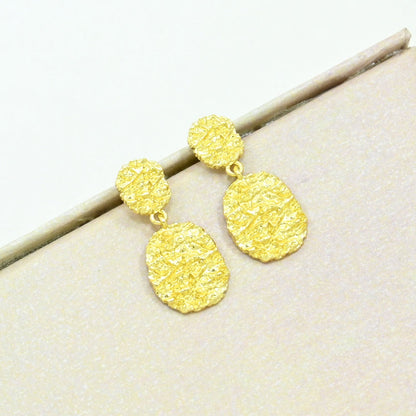 boho hammered earring gold plated