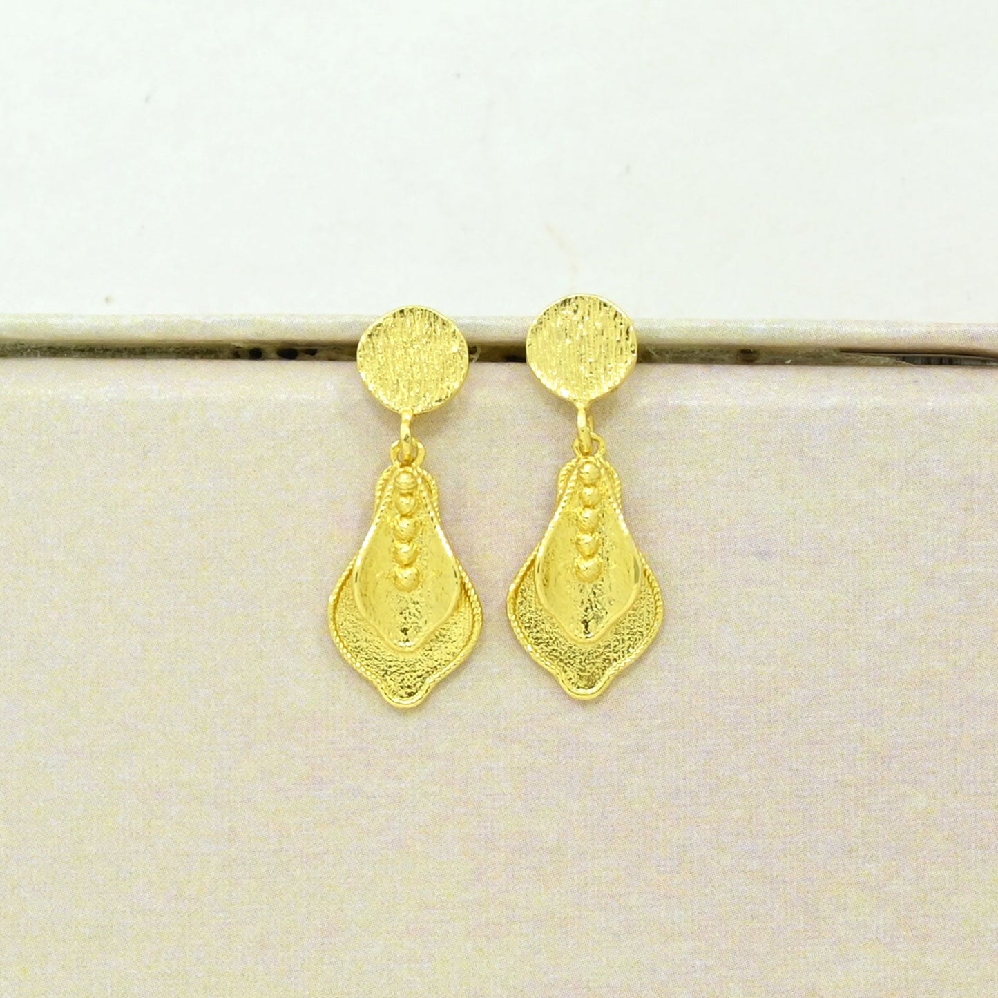 boho drop earrings gold plated