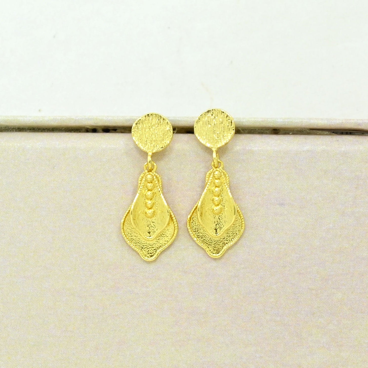 boho drop earrings gold plated