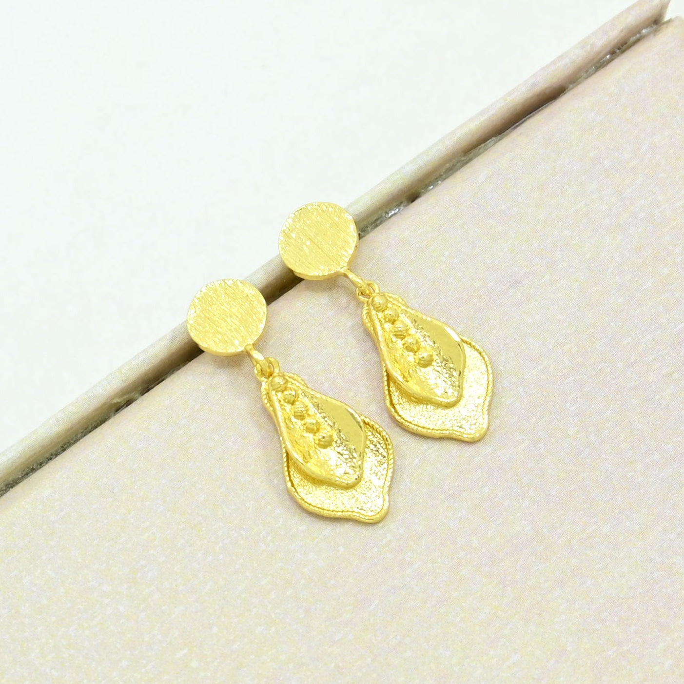 boho drop earrings gold plated