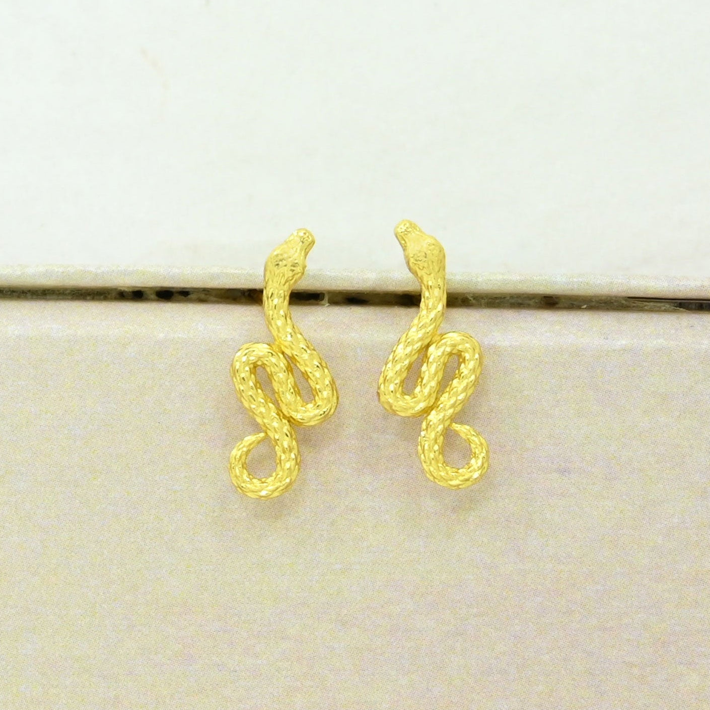 snake gold plated earrings