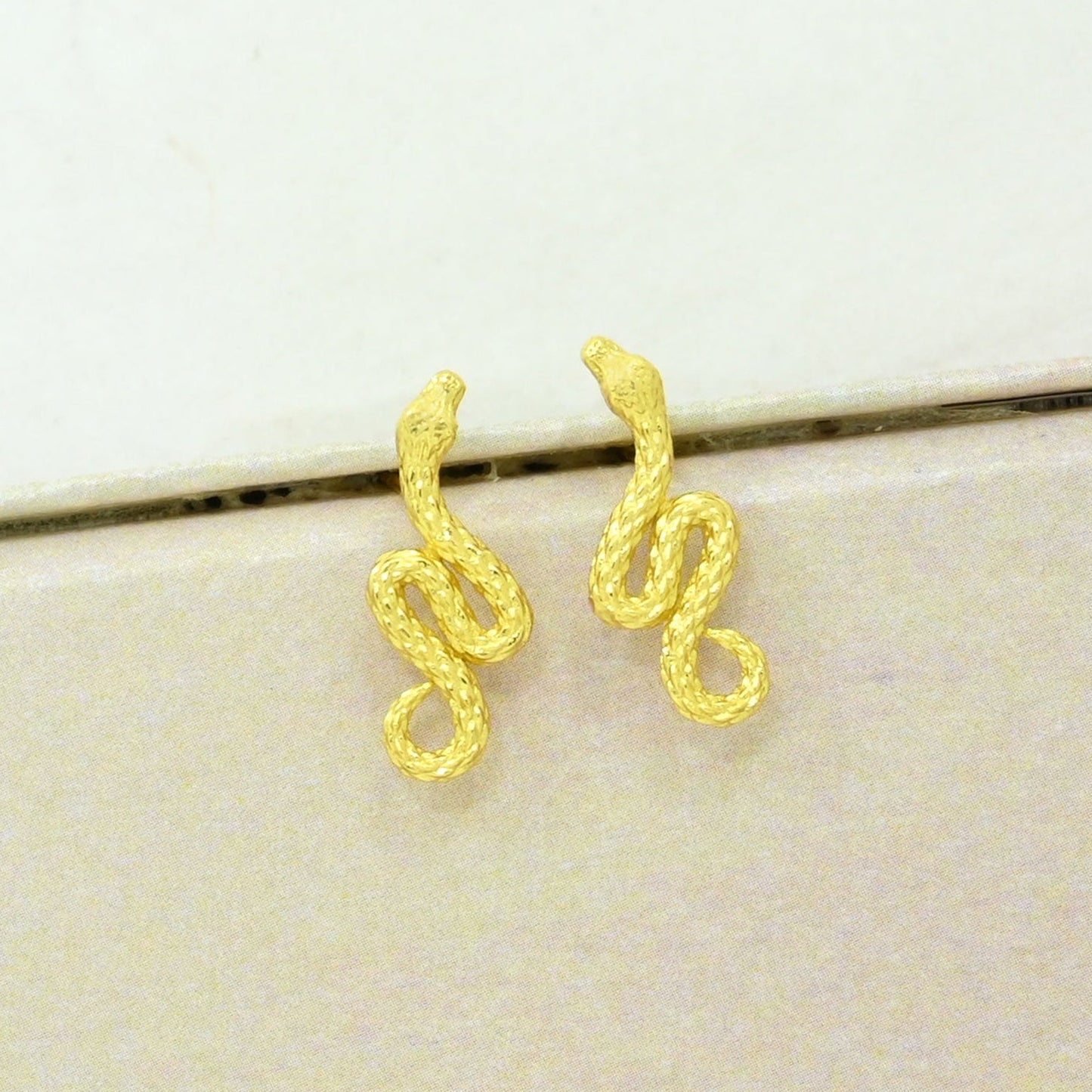 snake gold plated earrings
