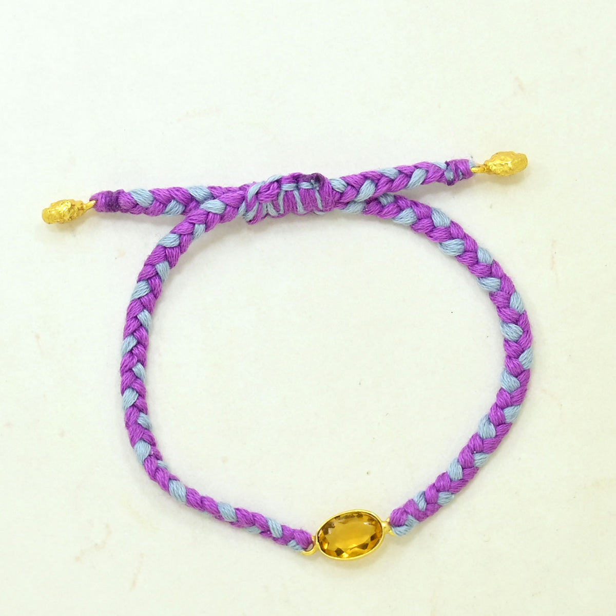 Hand-Woven Lilac Blue Braided Bracelet - Citrine