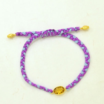 Hand-Woven Lilac Blue Braided Bracelet - Citrine