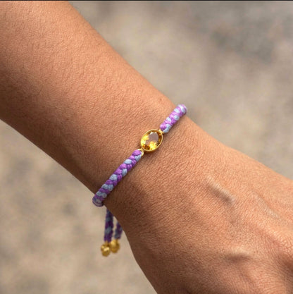 Hand-Woven Lilac Blue Braided Bracelet - Citrine