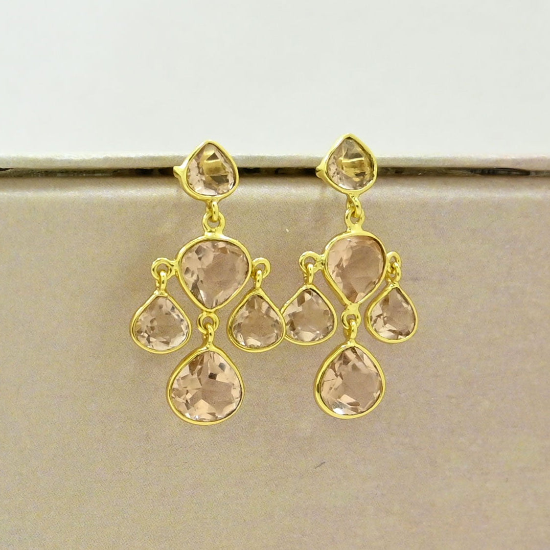 morganite earring gold filled