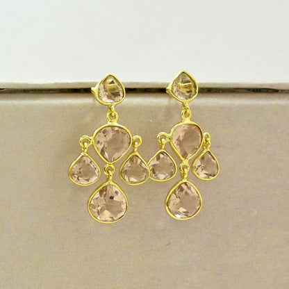 morganite earring gold filled