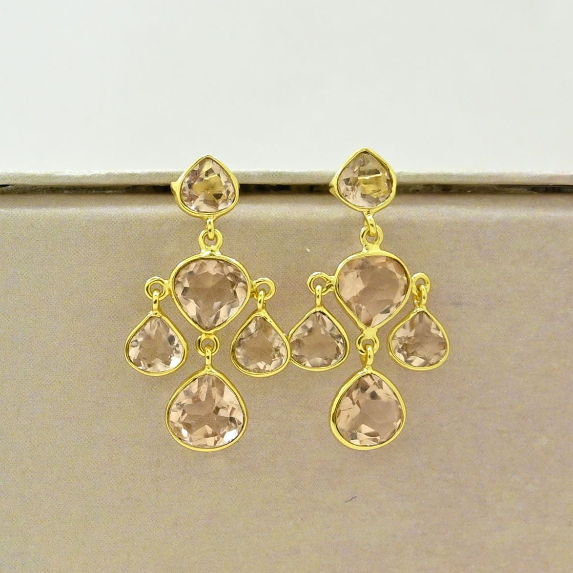 morganite earring gold filled